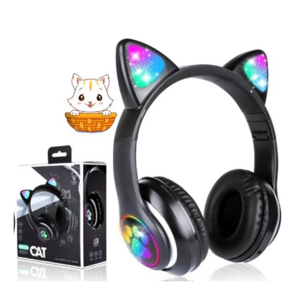 Imagem de Fone De Ouvido Bluetooth Led Orelha Gato Iuz Headphone Lt30