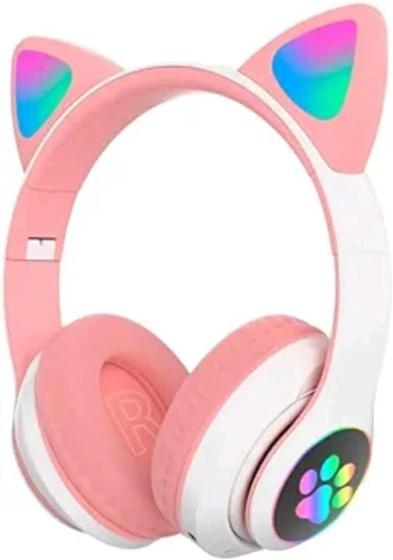 Imagem de Fone de Ouvido Bluetooth Orelha Gatinho Cat Ear Headphone Sem Fio com Led Colorido