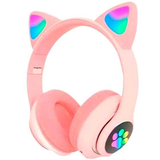 Imagem de Fone De Ouvido Bluetooth Orelha Gatinho Infantil Led Sem Fio