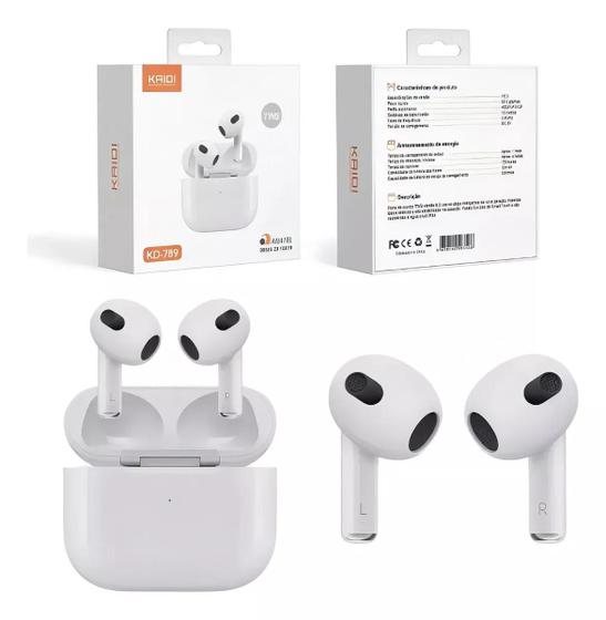 Imagem de Fone De Ouvido Bluetooth Sem Fio Kaidi Kd789 Branco Tws 5.3