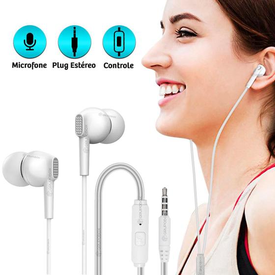 Fone De Ouvido Branco Ergonômico Com Fio Intra-Auricular - Fone de ...