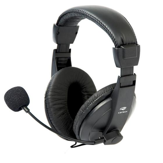 Imagem de Fone de Ouvido C3Tech Comfort com Microfone, Conexão P2, com Controle de Volume e Almofada de Espuma, Preto - PH-60BK