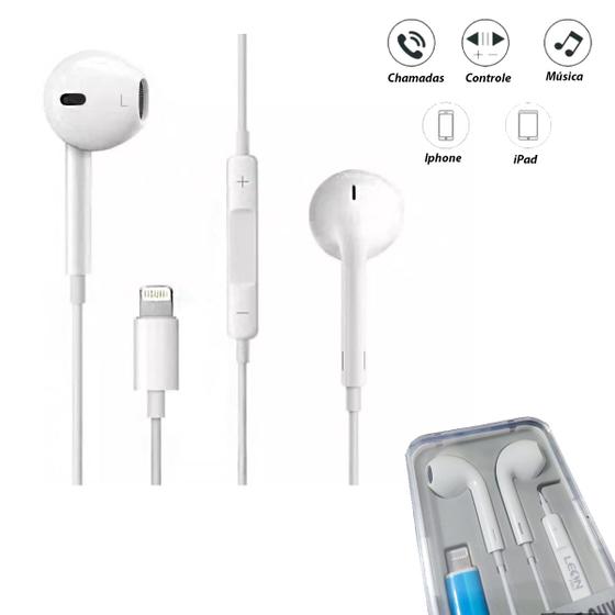Imagem de Fone de Ouvido Com Fio Headphone Para Celular Controle de Volume e Microfone - Branco