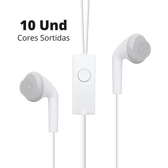 Imagem de Fone De Ouvido Com Fio Kit Com 10 Unidades Microfone Embutido