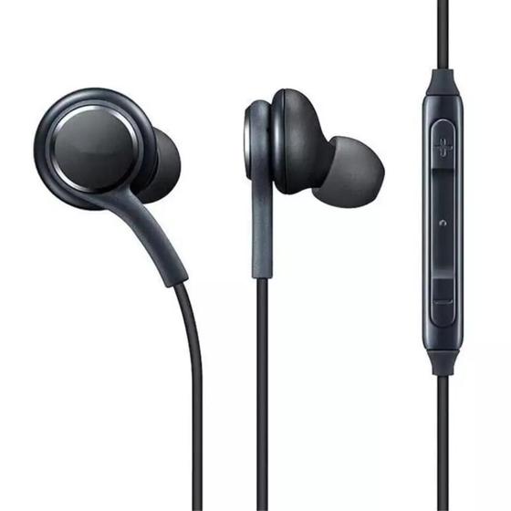 Imagem de Fone De Ouvido Com Fio Preto In Ear Compatível Com Samsung Com Microfone