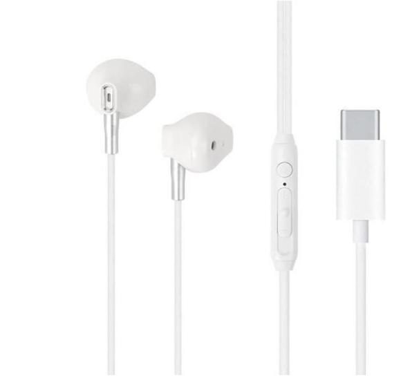 Imagem de Fone de ouvido com microfone intra auricular h35 tipo c branco   vq h35  74645