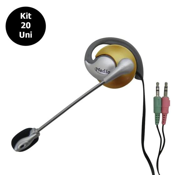 Imagem de Fone de ouvido com microfone Kit 20 Uni P2 Home Office Computador Notebook Jogos Wathsapp Headset