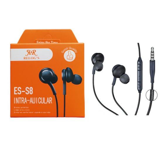 Imagem de Fone de Ouvido Com Microfone Stereo P2 Cabo em Tpu 1,2m ES-S8 Preto Relog's