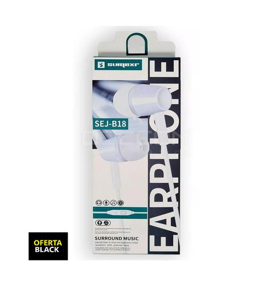 Imagem de Fone De Ouvido Com Microfone SUMEXR SEJ-B18 Branco Plug P2 Intra Auricular