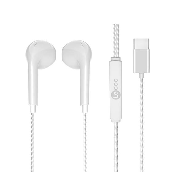 Imagem de Fone de Ouvido EH104WH-C Lecoo, Driver 10mm, USB-C, Microfone, Intra, Branco