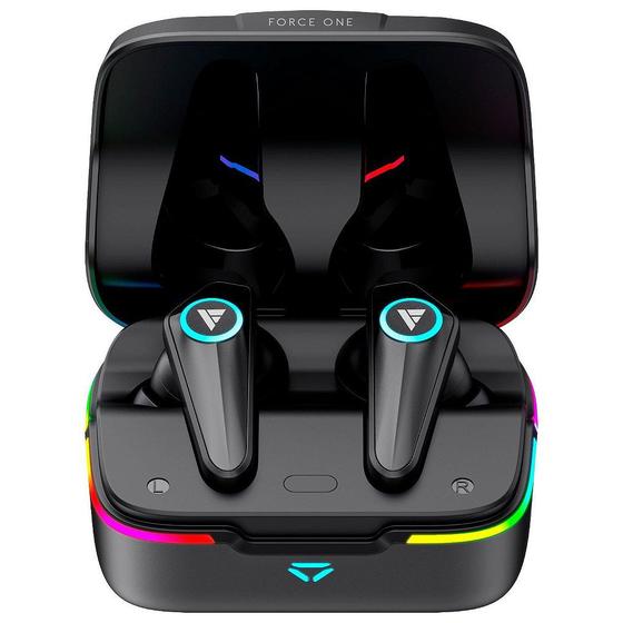 Imagem de Fone de Ouvido Force One In-ear Sonic Boom, Bluetooth 5.1, RGB, Bateria até 24H, Preto