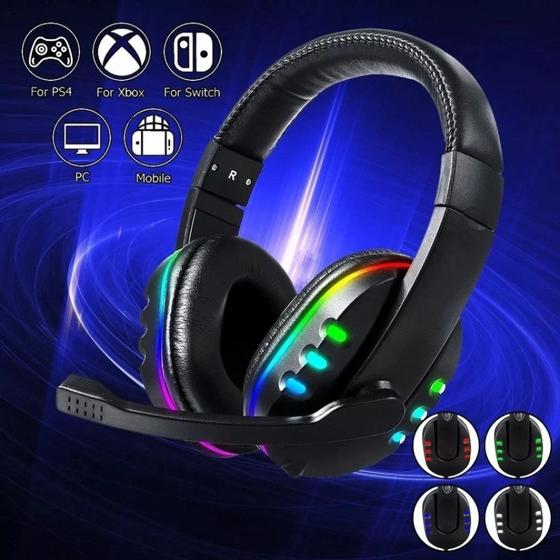 Imagem de Fone De Ouvido Gamer Com Fio Usb Para Pc Note book Headset Com Microfone LED RGB
