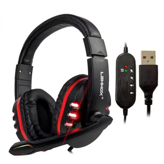 Imagem de Fone de Ouvido Gamer Headset Gamer 7.1 USB Com Microfone e Controlador RGB - LE-1040