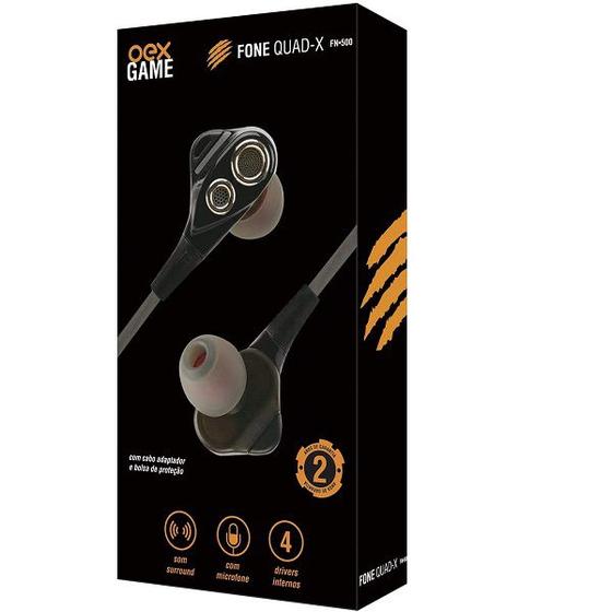 Imagem de Fone de Ouvido Gamer INTRA Auricular OEX QUAD-X FN500