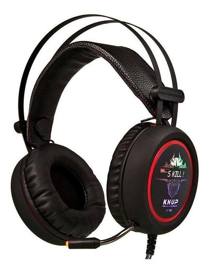 Fone de Ouvido Headset Preto e Vermelho Knup Kp-401