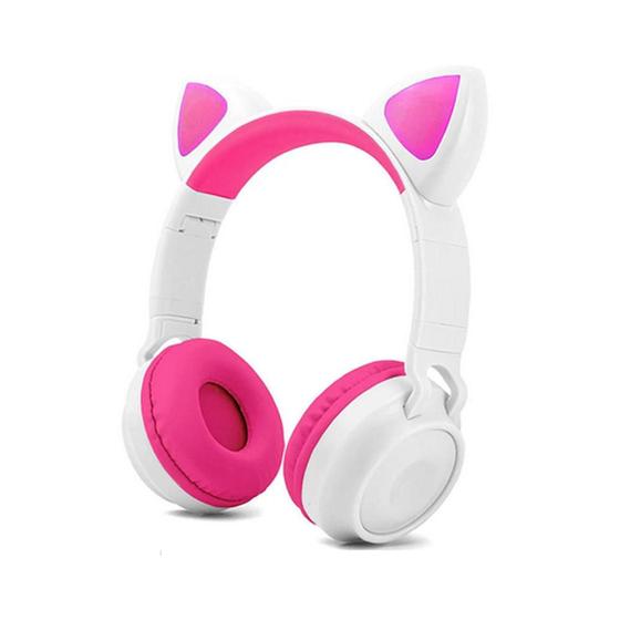 Imagem de Fone de Ouvido Gatinho Bluetooth com Led Branco - Exbom