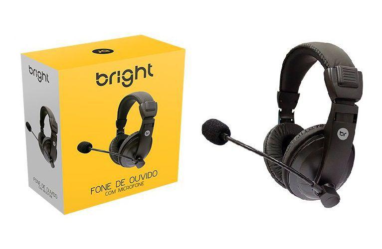 Imagem de Fone de Ouvido Headphone Com Microfone Super Bass Preto - Bright - 0507