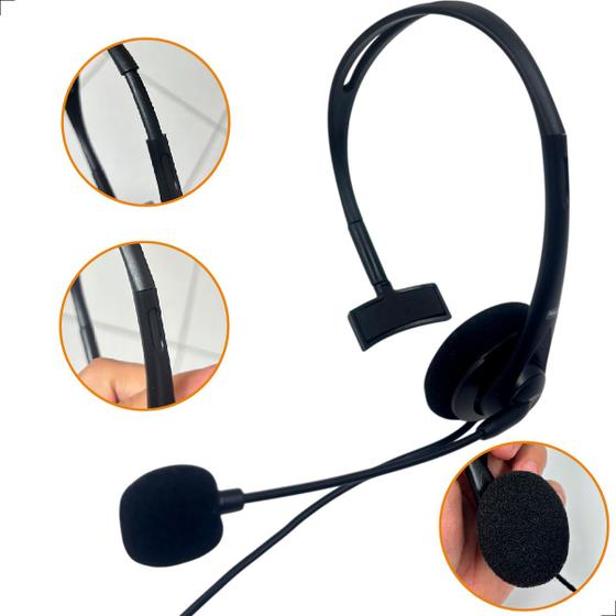 Imagem de Fone De Ouvido Headset Com Microfone para Pc Notebook Computador Call Center Cancelamento de Ruido