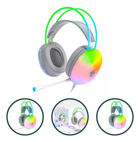 Imagem de Fone De Ouvido Headset Eg309 Com Fio Evolut Branco Rainbow