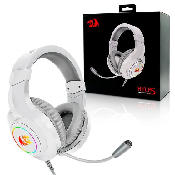 Imagem de Fone de Ouvido Headset Gamer Hylas RGB C/ Adap P2/USB Branco H260W-RGB Redragon