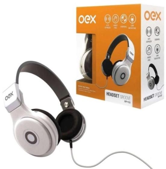 Fone de Ouvido Headphone Com Microfone Groove Branco Oex Hp102
