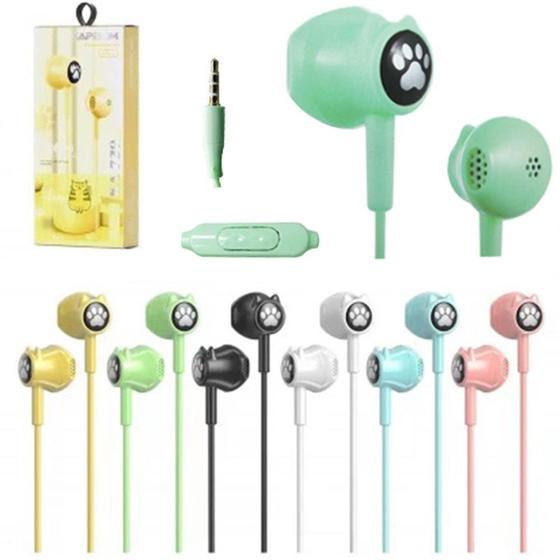 Imagem de Fone De Ouvido In Ear Com Microfone com fio Pata gatinho - Kapbom
