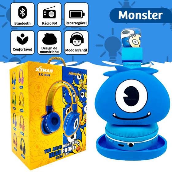 Imagem de Fone De Ouvido Infantil Sem Fio Conexão Bluetooth Monster FM