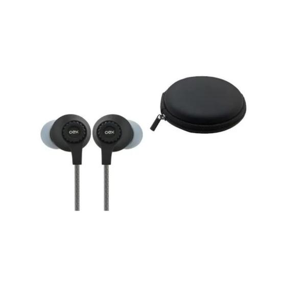 Imagem de Fone De Ouvido Intra Auricular Com Borrachinha Fio de 1,2 Metros P2 3.2mm Acompanha Case Soft Display Preto Oex