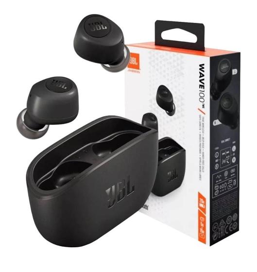 Imagem de Fone de Ouvido JBL Bluetooth Wave Buds Preto Resistente Água Poeira