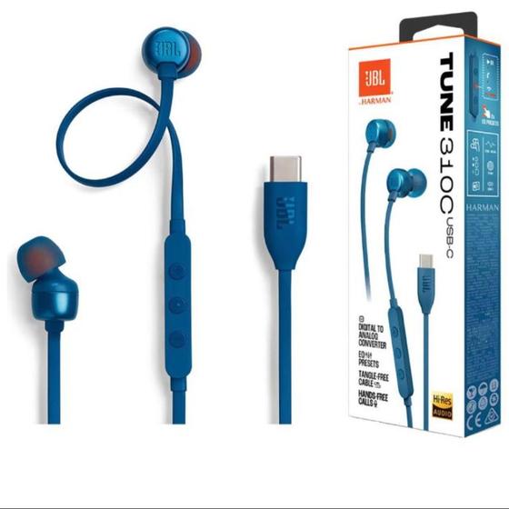 Imagem de Fone De Ouvido JBL Com Fio Tune 310c Usb-c Jbl Azul