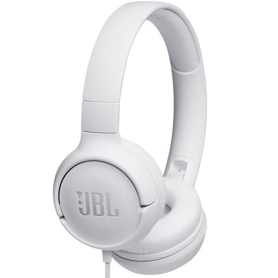 Imagem de Fone de Ouvido JBL Tune 500 Branco Pure Bass Com Microfone Controle p/ Músicas Ligações Android iOS