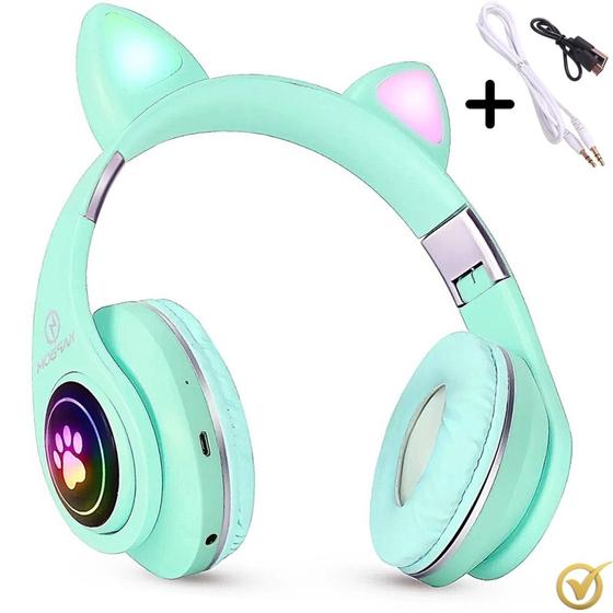 Fone De Ouvido Orelha Gato Gatinho Cat Bluetooth 5.0 Ear On Com Led RGB Original Menor preço em Fone De Ouvido Orelha Gato Gatinho Cat Bluetooth 5.0 Ear On Com Led RGB Original