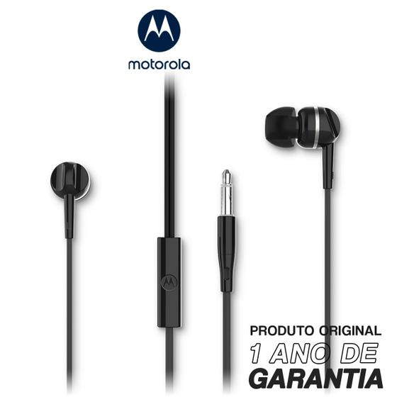 Imagem de Fone De Ouvido Original Motorola Earbuds 105, Anti Ruido Com Microfone Conexão P2 - Preto