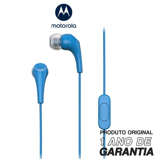 Imagem de Fone De Ouvido Original Motorola Earbuds 2-S com Microfone Conexão P2 - Azul