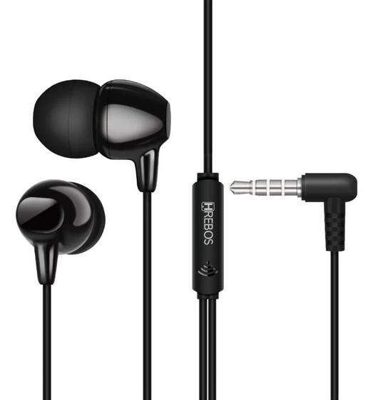 Imagem de Fone De Ouvido P2/P3 Hrebos Estéreo Com Fio E Microfone Celular Sport HS117 IntraAuricular