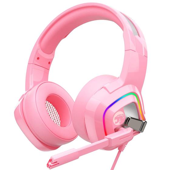 Imagem de Fone de ouvido para jogos Z66 - rosa, som surround