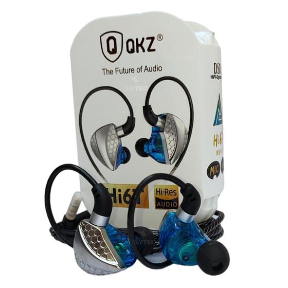 Imagem de Fone De Ouvido Retorno Palco Gamer QKZ Subwoofer Azul Prata