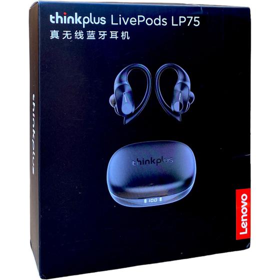 Imagem de Fone De Ouvido Sem Fio Bluetooth 5.3 Lenovo Trinkplus Lp75 Preto Original Com Nota Fiscal