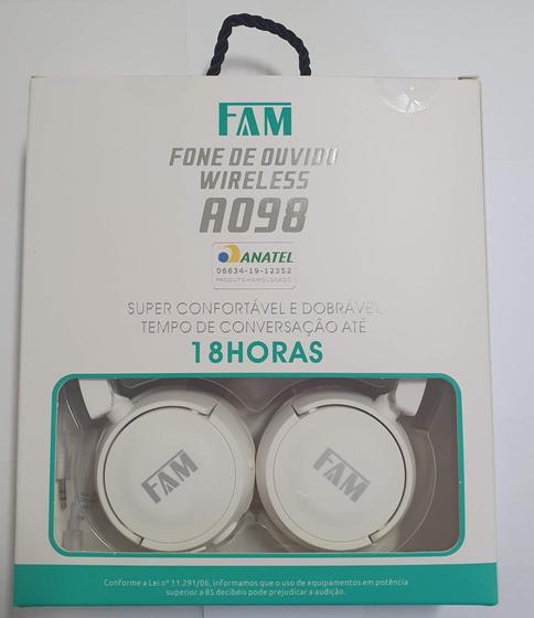 Fone De Ouvido Sem Fio Bluetooth Bateria Até 18 Horas Duração - Fam Menor preço em Fone De Ouvido Sem Fio Bluetooth Bateria Até 18 Horas Duração - Fam