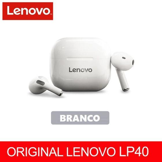 Imagem de Fone de Ouvido Sem Fio Bluetooth Lenovo LP40 - Músicas Games Esportes - Branco