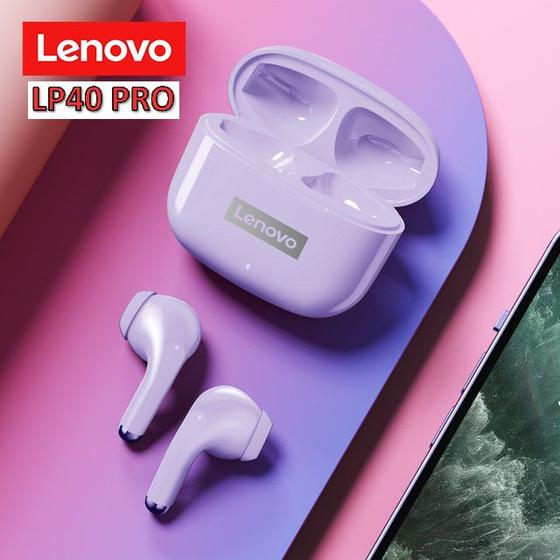 Imagem de Fone de Ouvido Sem Fio Bluetooth Lenovo LP40 Pro (Upgrade Nova Versão) - Preto Branco Rosa Verde