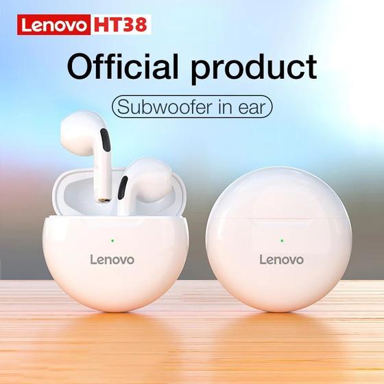 Imagem de Fone de Ouvido Sem Fio Bluetooth TWS Lenovo HT38 - Gamer Esportes Corridas Músicas Vídeos - Touch