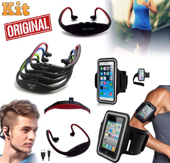 Fone de Ouvido Sem Fio Cartão Sd Mp3 Rádio Fm + Braçadeira Celular ...