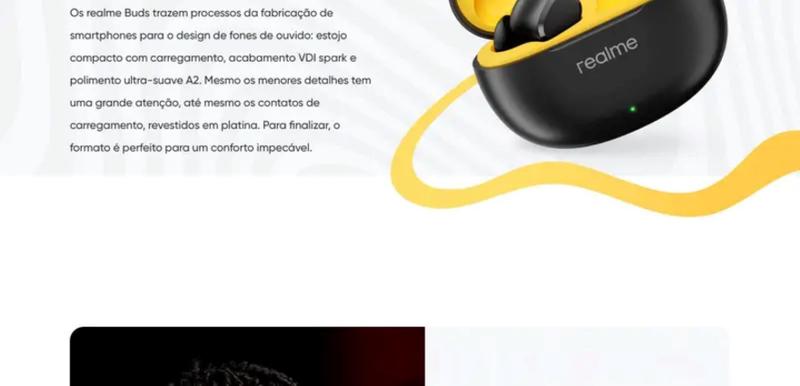 Fone De Ouvido Sem Fio Realme Buds T110 Bluetooth Tws Preto game Menor preço em Fone De Ouvido Sem Fio Realme Buds T110 Bluetooth Tws Preto game