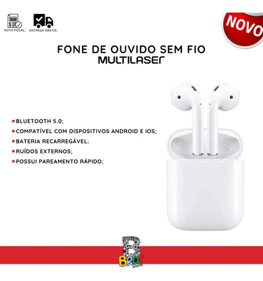 Imagem de Fone de Ouvido Sem Fio TWS Bluetooth 5.1 Multilaser Compatível Android iOS Motorola Samsung