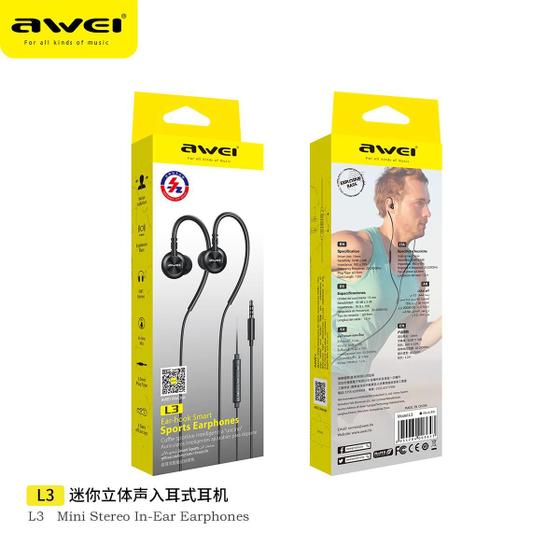 Imagem de Fone de Ouvido Smart Awei L3 / 3.5mm Plug Wired Earphones / Extra Bass / Surround Sound