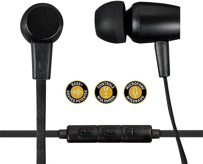 Imagem de Fone De Ouvido Sound Beats I2GO Intra-Auricular Com Microfone E Acabamento Em Metal 1,2m 103db Preto