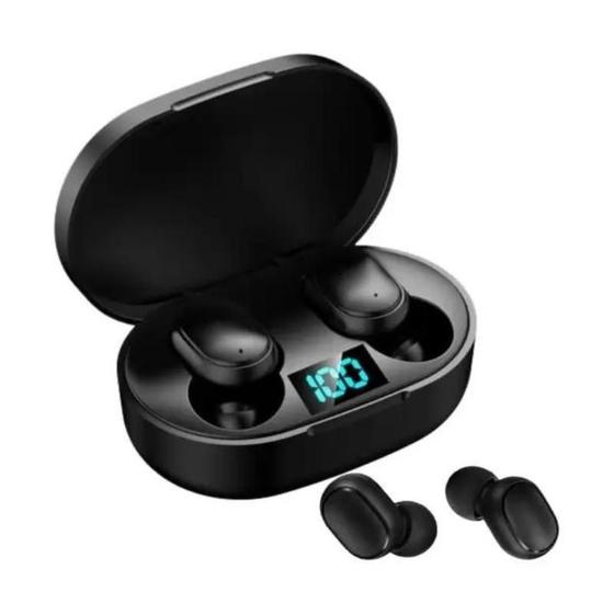 Imagem de Fone de Ouvido TWS E6s Preto Sem Fio Bluetooth 5.0 Com Visor Wireless In Ear Duplo Gamer