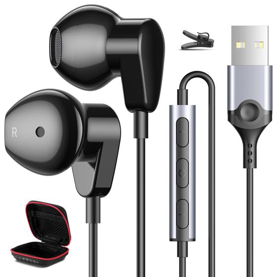 Imagem de Fone de ouvido USB HGCXING Fones de ouvido com fio com microfone para PC e laptop