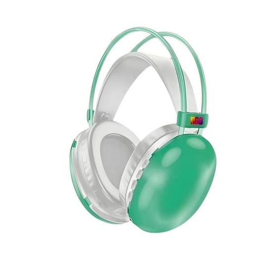 Imagem de Fone de Ouvido Verde Sem Fio Recarregável USB LED RGB Earpads Confortáveis e Microfone Embutido Bluetooth Som HD